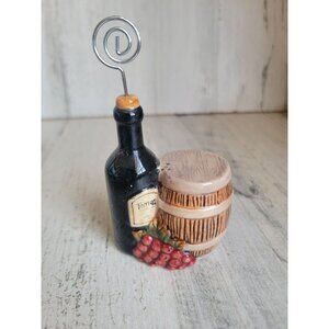 Vintage Grasslands road wine bottle barrel photo card holder